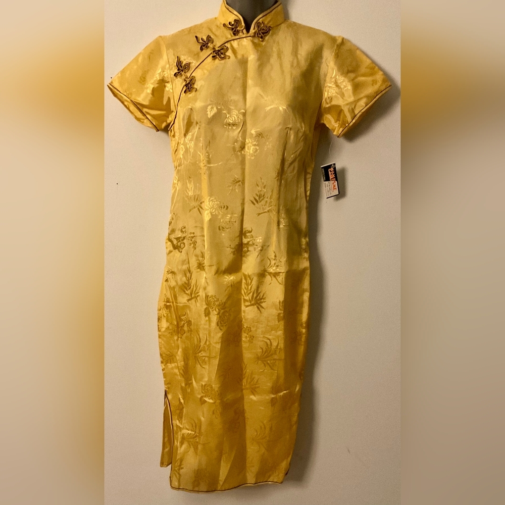 Esme Elegant Brand New Gorgeous Gold Embroidered Oriental Midi Dress*Sale